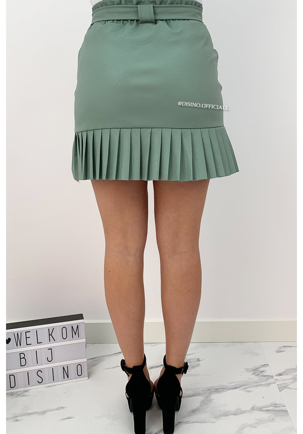 MINT GREEN - 'ROBINN' - VEGAN LEATHER RUFFLE SKIRT