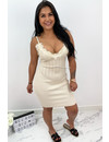 BEIGE - 'MANDY' - RIBBED BODYCON DRESS WITH SEXY LACE