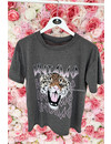 DARK GREY - 'UNTAMED TIGER' - OVERSIZED TEE