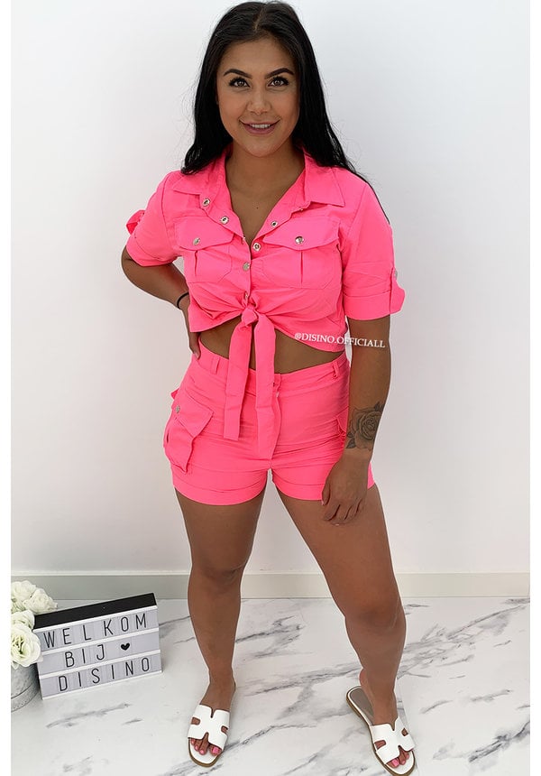 NEON PINK - 'SAVAGE' - CARGO TWO PIECE SET