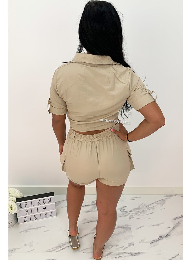 BEIGE - 'SAVAGE' - CARGO TWO PIECE SET
