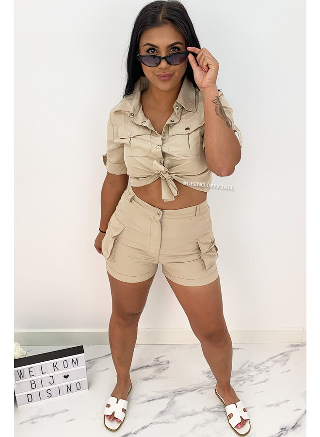 BEIGE - 'SAVAGE' - CARGO TWO PIECE SET