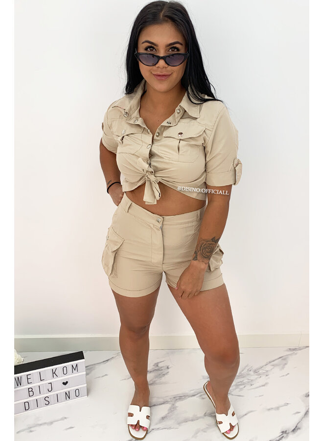 BEIGE - 'SAVAGE' - CARGO TWO PIECE SET