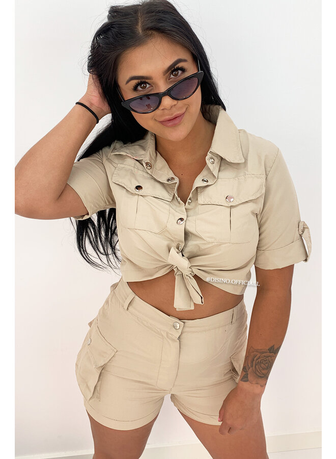 BEIGE - 'SAVAGE' - CARGO TWO PIECE SET