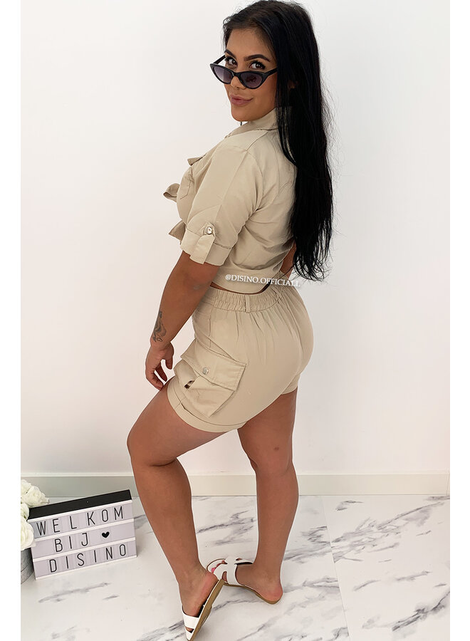 BEIGE - 'SAVAGE' - CARGO TWO PIECE SET