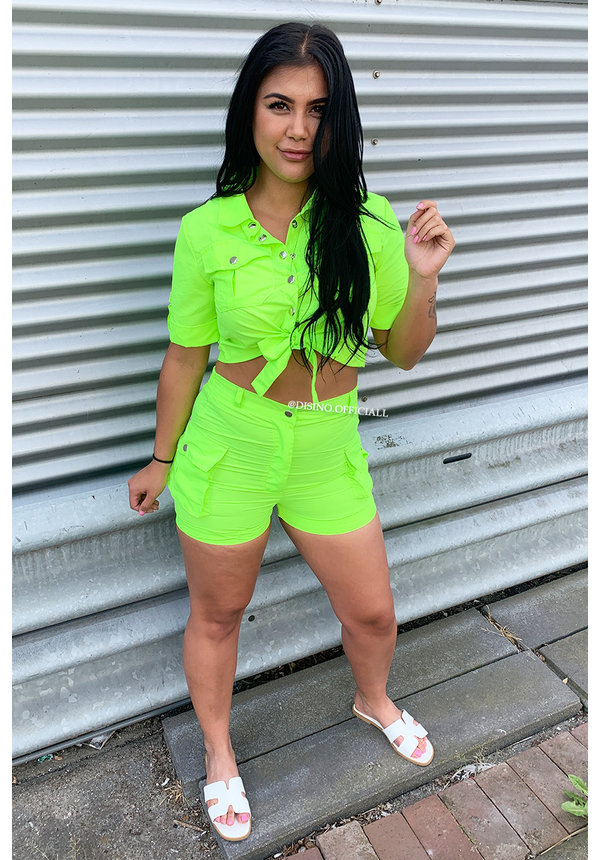 NEON YELLOW - 'SAVAGE' - CARGO TWO PIECE SET