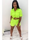 NEON YELLOW - 'SAVAGE' - CARGO TWO PIECE SET