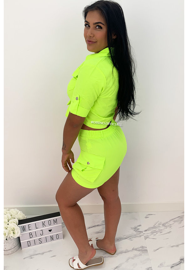 NEON YELLOW - 'SAVAGE' - CARGO TWO PIECE SET