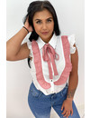 PINK - 'LOIS' - RUFFLE KNOT BLOUSE