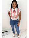 PINK - 'LOIS' - RUFFLE KNOT BLOUSE