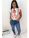 PINK - 'LOIS' - RUFFLE KNOT BLOUSE