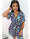 PURPLE - 'LILIA' - FLORAL SHORT SLEEVE RUFFLE DRESS