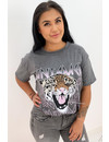 DARK GREY - 'UNTAMED TIGER' - OVERSIZED TEE