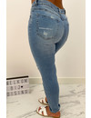 QUEEN HEART JEANS - LIGHT BLUE - SLIM FIT RIPPED BOYFRIEND JEANS - 760