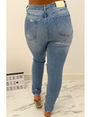 QUEEN HEART JEANS - LIGHT BLUE - SLIM FIT RIPPED BOYFRIEND JEANS - 760