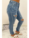 QUEEN HEART JEANS - LIGHT BLUE - SLIM FIT RIPPED BOYFRIEND JEANS - 760