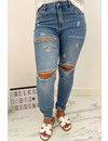 QUEEN HEART JEANS - LIGHT BLUE - SLIM FIT RIPPED BOYFRIEND JEANS - 760