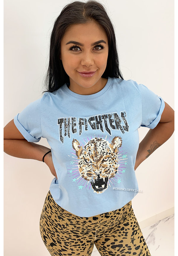 LIGHT BLUE - 'FIGHTER LEO' - AMBIKA LEO TEE