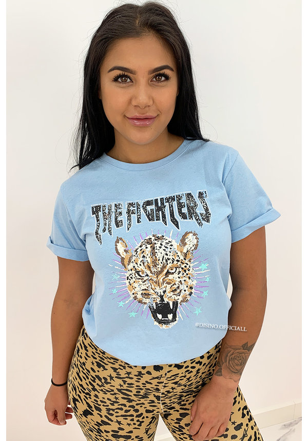 LIGHT BLUE - 'FIGHTER LEO' - AMBIKA LEO TEE