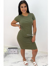 ARMY GREEN - 'NINA' - BASIC RIBBED MIDI DRESS