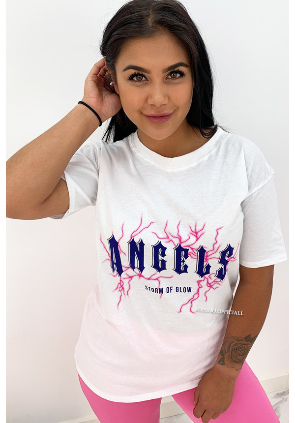 WHITE - 'ANGELS' - OVERSIZED TEE