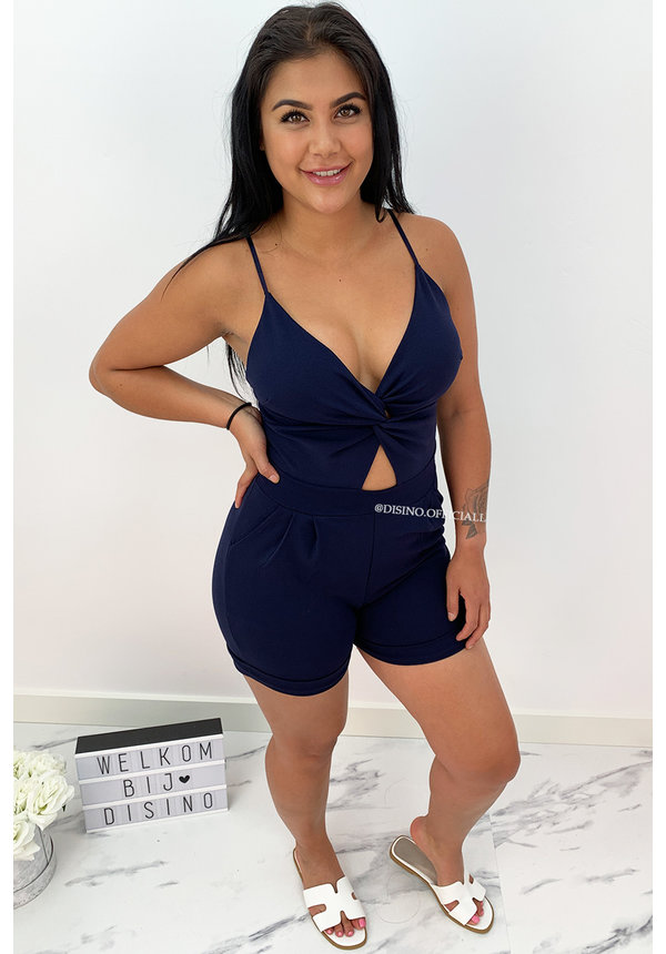 NAVY BLUE - 'DESTINY' - KNOT PLAYSUIT