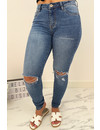 QUEEN HEARTS JEANS - BLUE - SUPER SKINNY RIPPED KNEE - 694