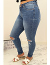 QUEEN HEARTS JEANS - BLUE - SUPER SKINNY RIPPED KNEE - 694