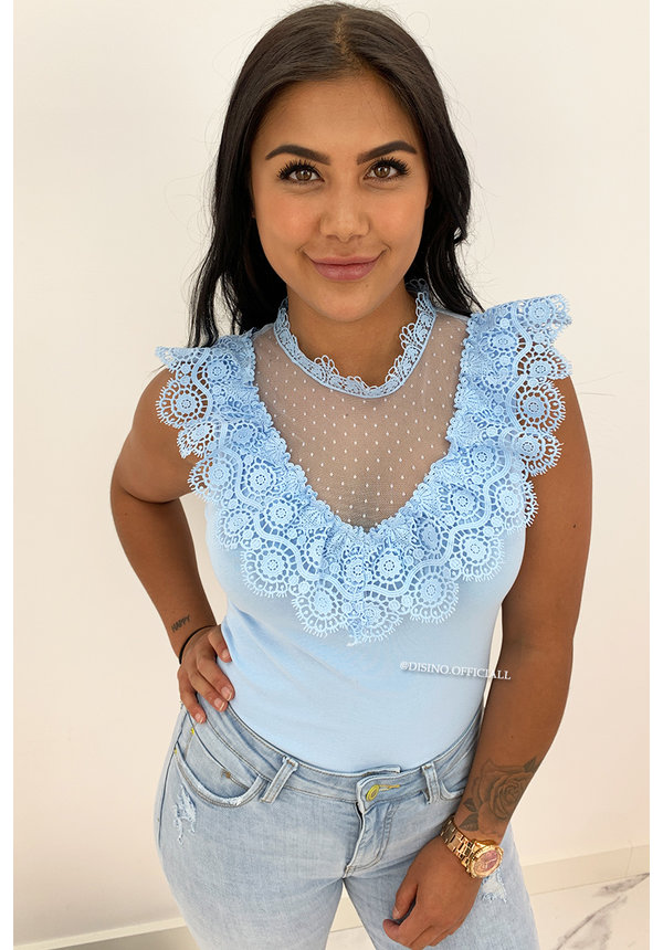 LIGHT BLUE - 'VANESSA' - LACE TOP