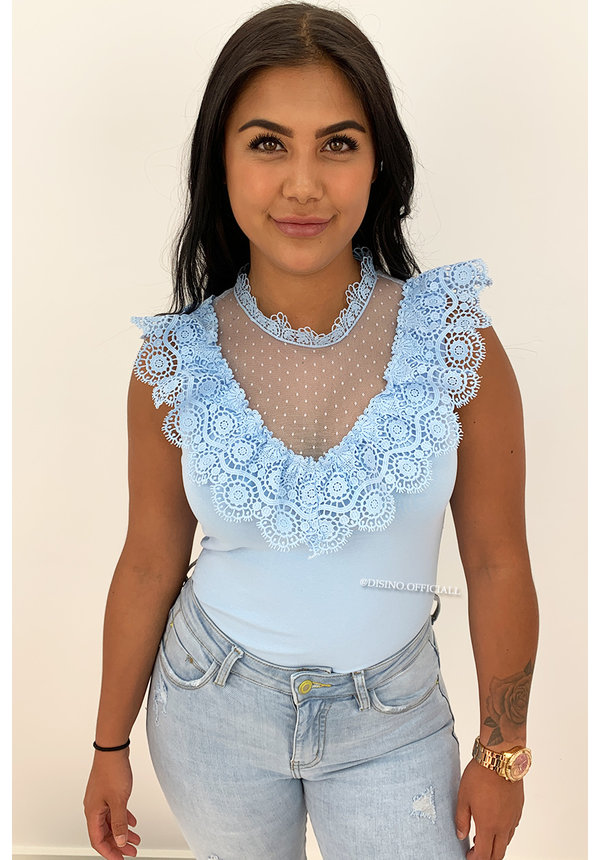 LIGHT BLUE - 'VANESSA' - LACE TOP