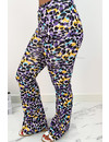 PURPLE - 'SOPHIA' - LEOPARD PRINT FLARED PANTS