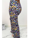 PURPLE - 'SOPHIA' - LEOPARD PRINT FLARED PANTS