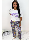 PURPLE - 'SOPHIA' - LEOPARD PRINT FLARED PANTS