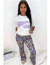 PURPLE - 'SOPHIA' - LEOPARD PRINT FLARED PANTS