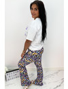 PURPLE - 'SOPHIA' - LEOPARD PRINT FLARED PANTS