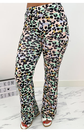 MINT - 'SOPHIA' - LEOPARD PRINT FLARED PANTS MINT - 'SOPHIA' - LEOPARD PRINT FLARED PANTS