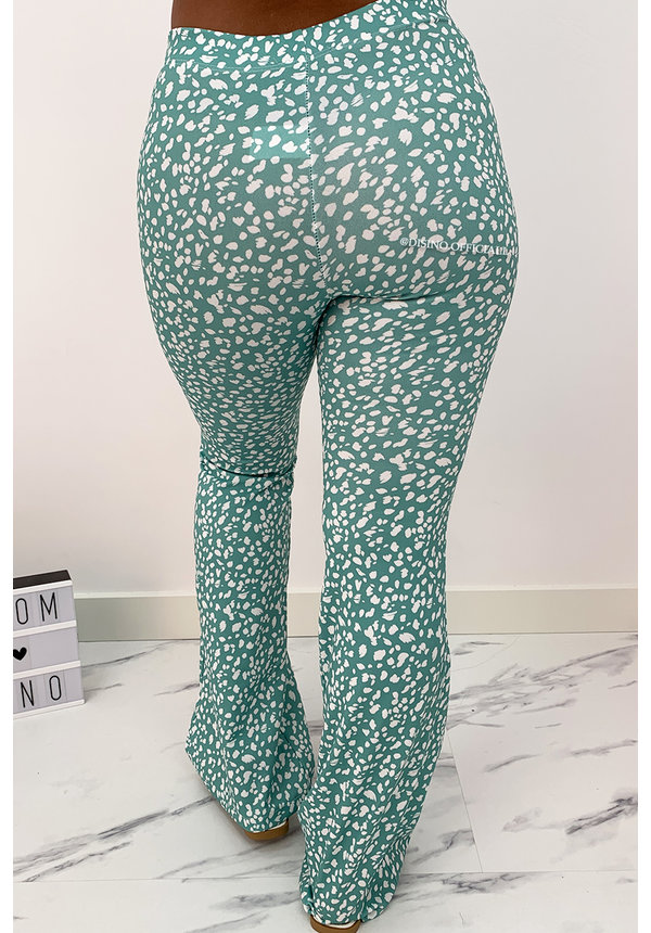 GREEN - 'LEO LOVEY' - LEO DOTTED FLARED PANTS