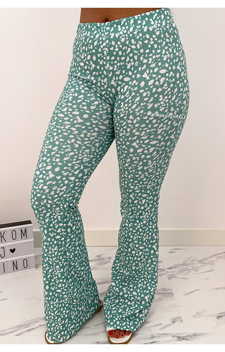 GREEN - 'LEO LOVEY' - LEO DOTTED FLARED PANTS GREEN - 'LEO LOVEY' - LEO DOTTED FLARED PANTS
