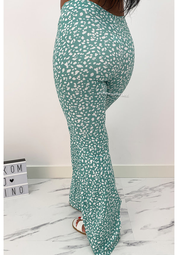 GREEN - 'LEO LOVEY' - LEO DOTTED FLARED PANTS