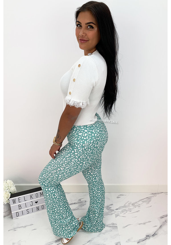 GREEN - 'LEO LOVEY' - LEO DOTTED FLARED PANTS