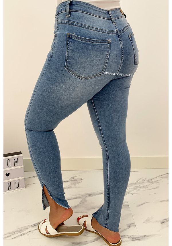 QUEEN HEARTS JEANS -  BLUE - PERFECT SKINNY SIDE SPLIT - 9371