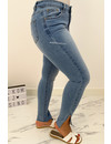 QUEEN HEARTS JEANS -  BLUE - PERFECT SKINNY SIDE SPLIT - 9371