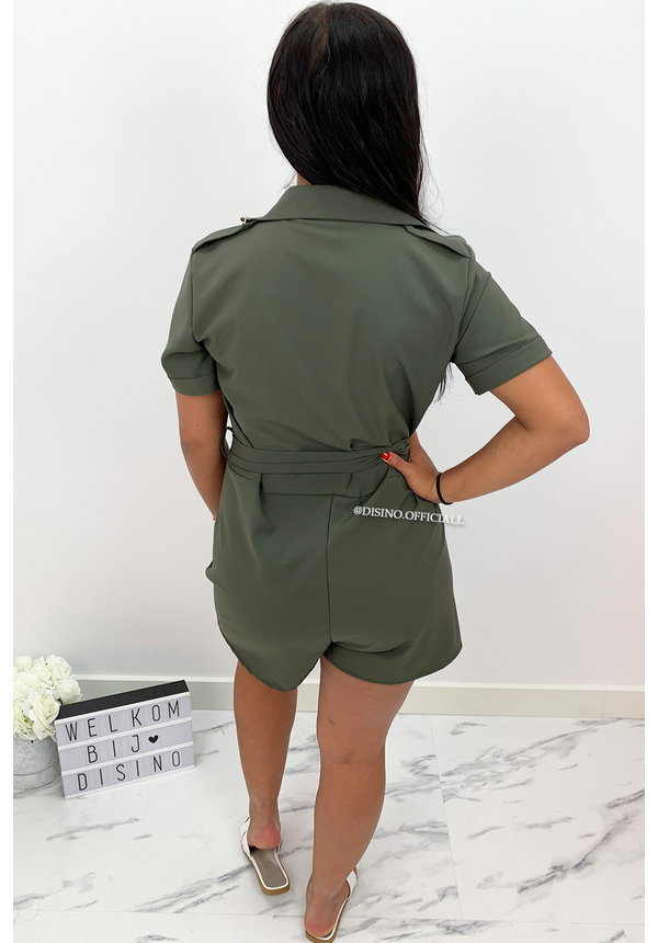 KHAKI GREEN - 'DENICE' - CARGO PLAYSUIT