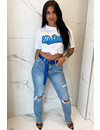 WHITE BLUE - '90's BABY' - SLOGAN TEE