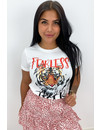 WHITE - 'FEARLESS TIGER' - TIGER HEAD TEE