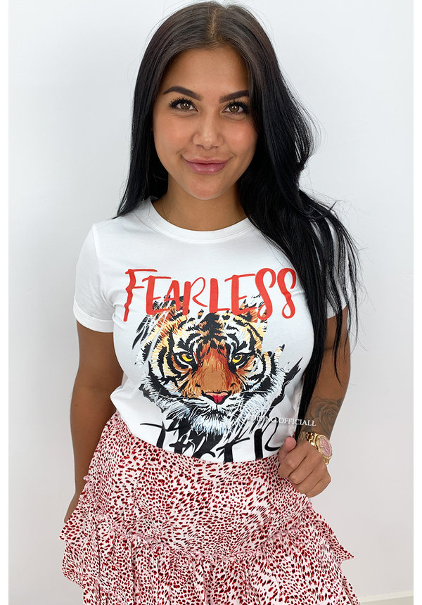 WHITE - 'FEARLESS TIGER' - TIGER HEAD TEE