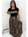 BLACK - 'LOVER' - LEOPRD PRINT TEXTED TEE