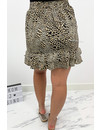 BEIGE - 'YVON' - CHEETAH LAYERED RUFFLE SKIRT