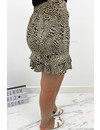 BEIGE - 'YVON' - CHEETAH LAYERED RUFFLE SKIRT