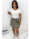 BEIGE - 'YVON' - CHEETAH LAYERED RUFFLE SKIRT